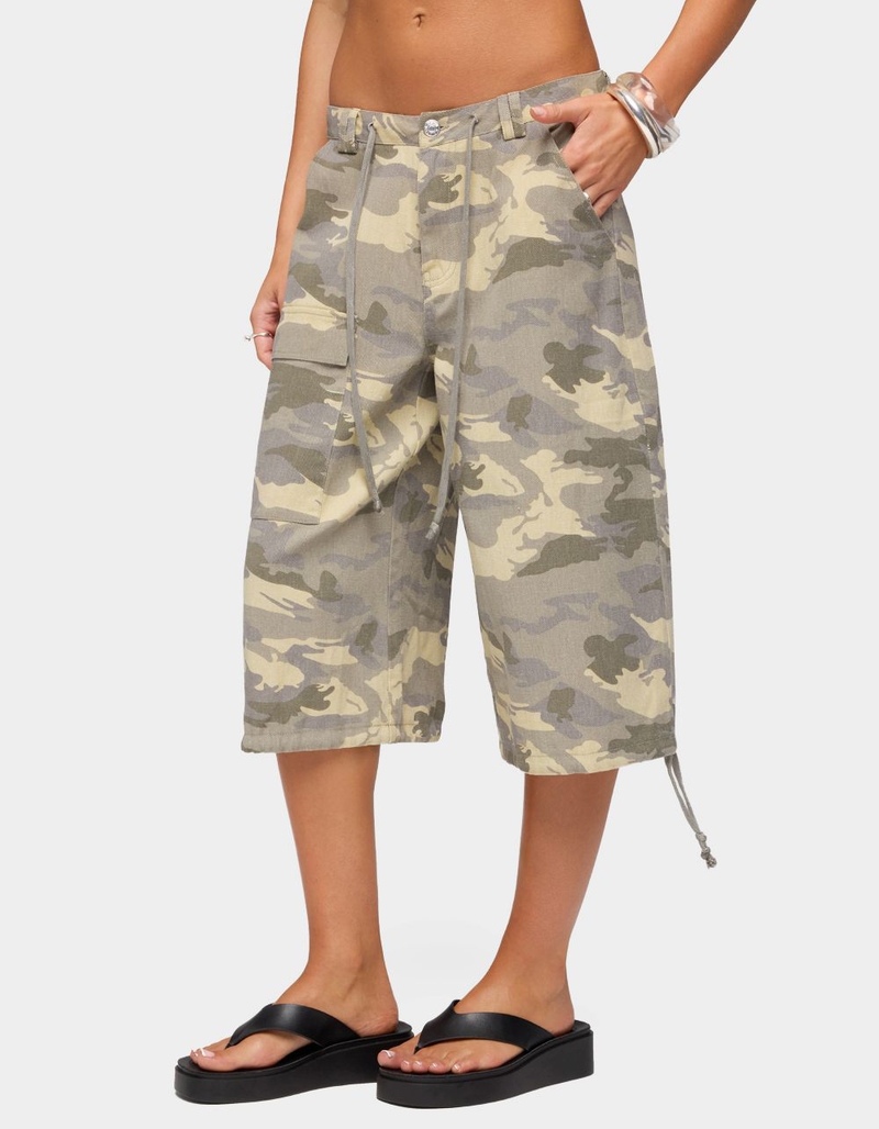 EDIKTED Camo Cargo Bermuda Shorts image number 1