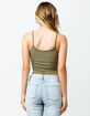 DESTINED Ribbed V-Neck Olive Womens Crop Tank Top image number 3