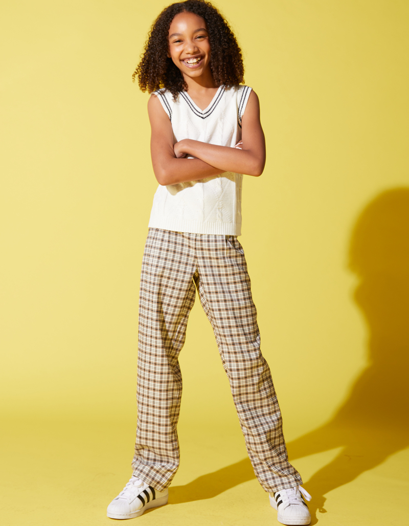RSQ Girls Plaid Dad Pants image number 0