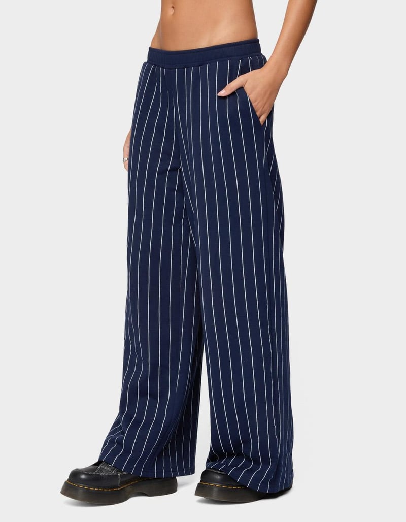 EDIKTED Mercer Pinstripe Wide Leg Sweatpants image number 1