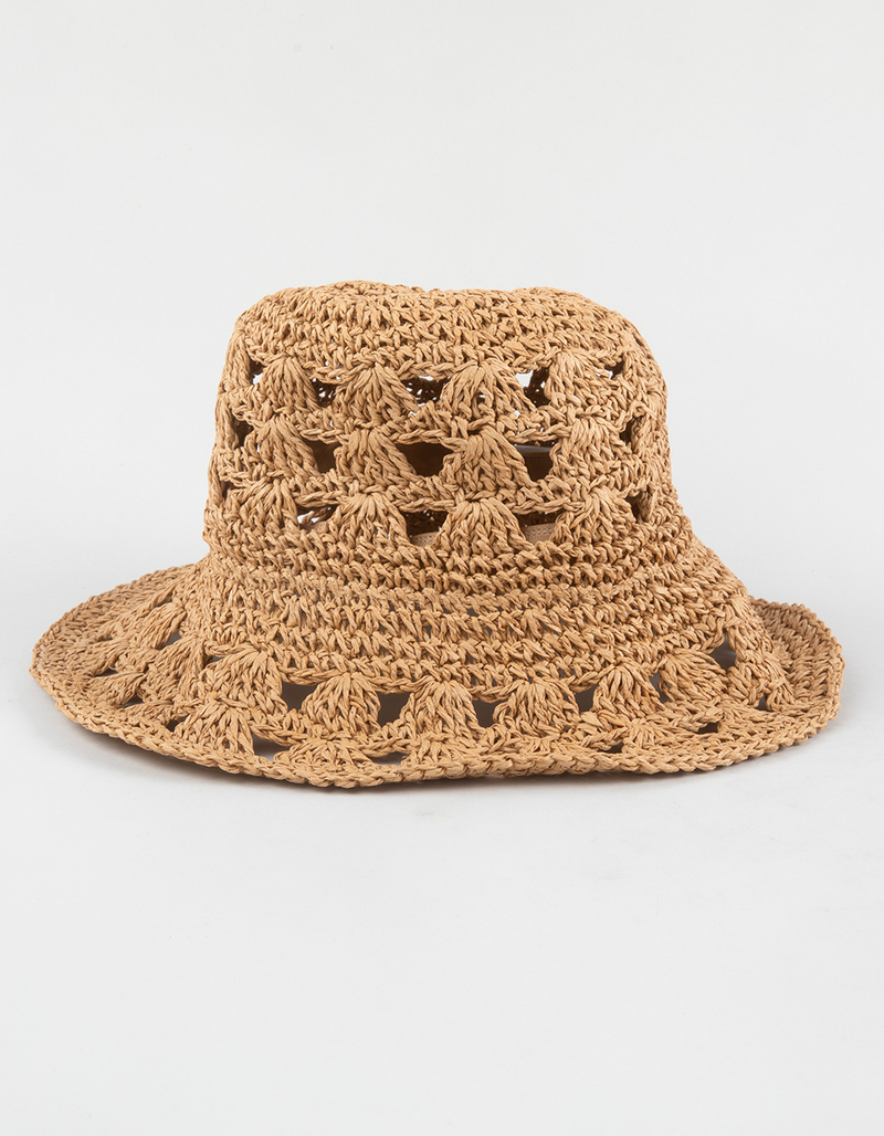 Laser Cut Womens Straw Bucket Hat image number 0