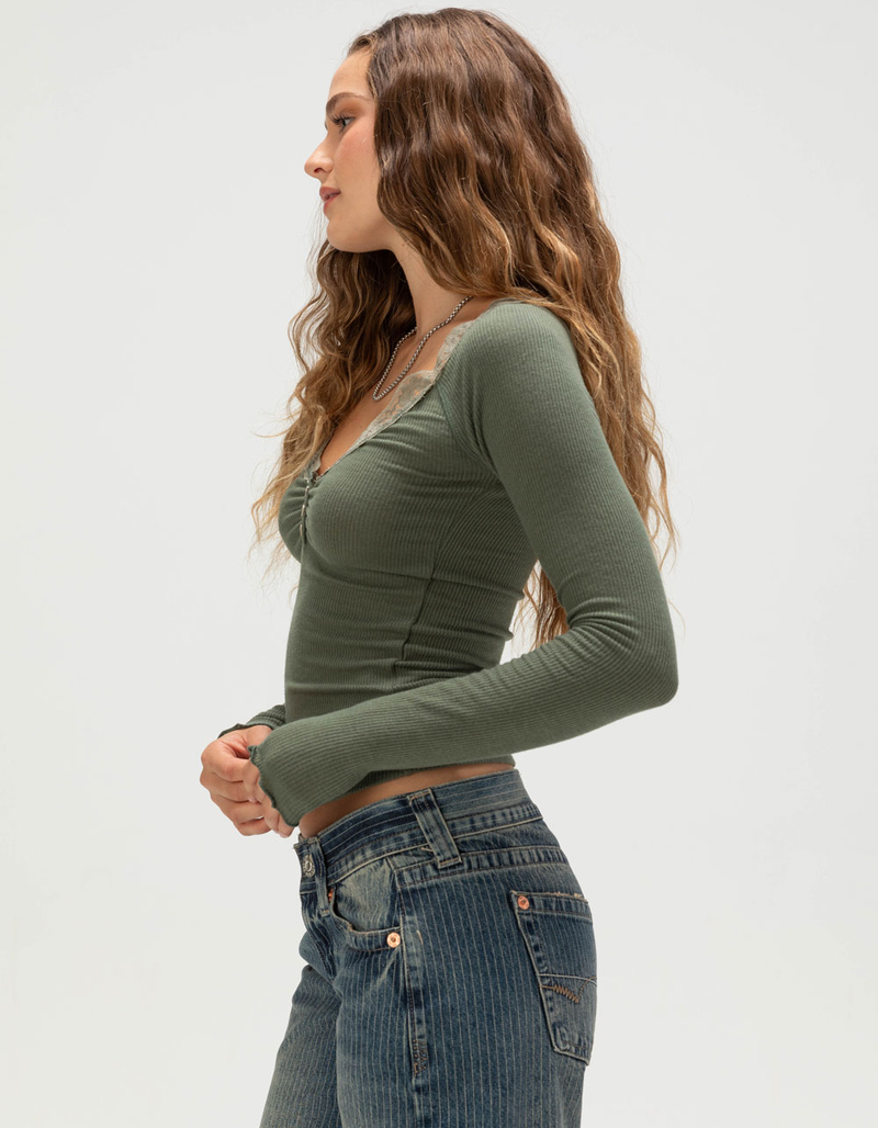 BDG Urban Outfitters Diana Layering Lace Trim Womens Henley Top image number 2