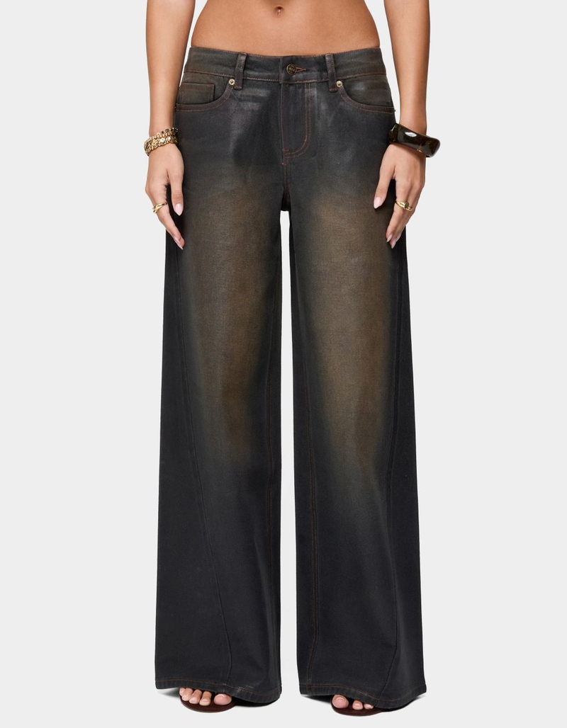EDIKTED Oversized Mud Wash Low Rise Jeans image number 0
