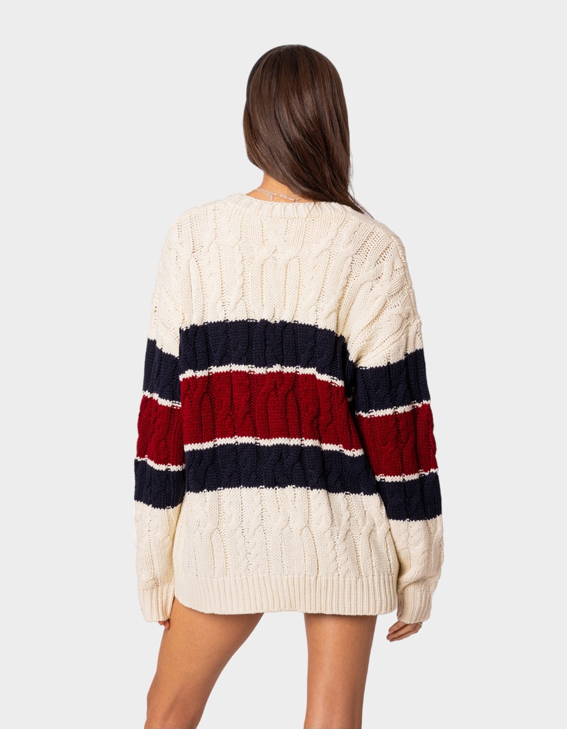 EDIKTED Tinsley Oversized Cable Knit Cardigan image number 2