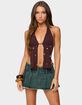 EDIKTED Beaded Distressed Knit Split Front Top image number 1