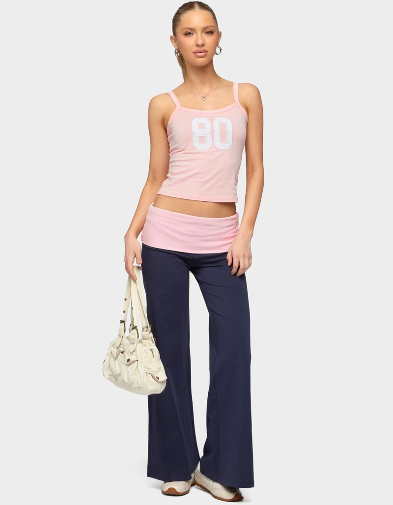 EDIKTED Petite Wide Leg Contrast Foldover Pants image number 4