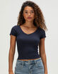 TILLYS V-Neck Rib Womens Tee image number 1