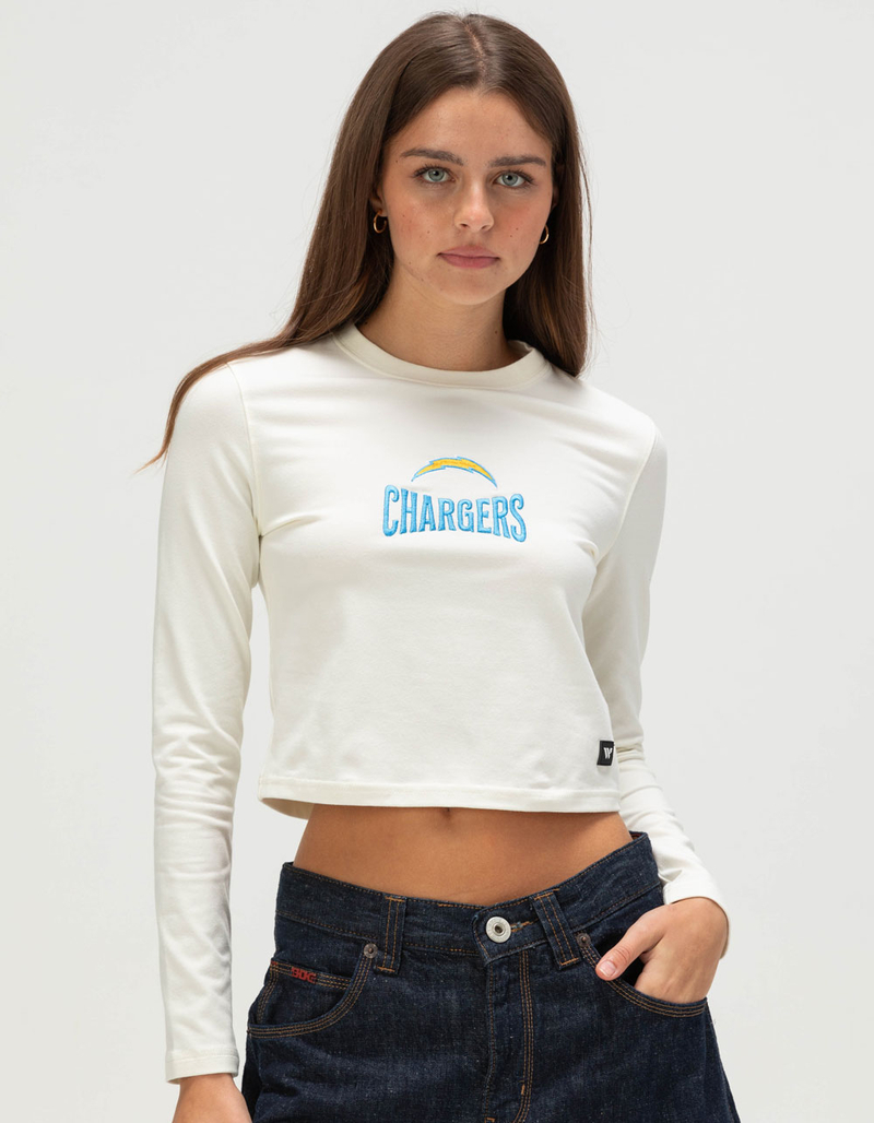 THE WILD COLLECTIVE Los Angeles Chargers Womens Long Sleeve Baby Tee image number 0