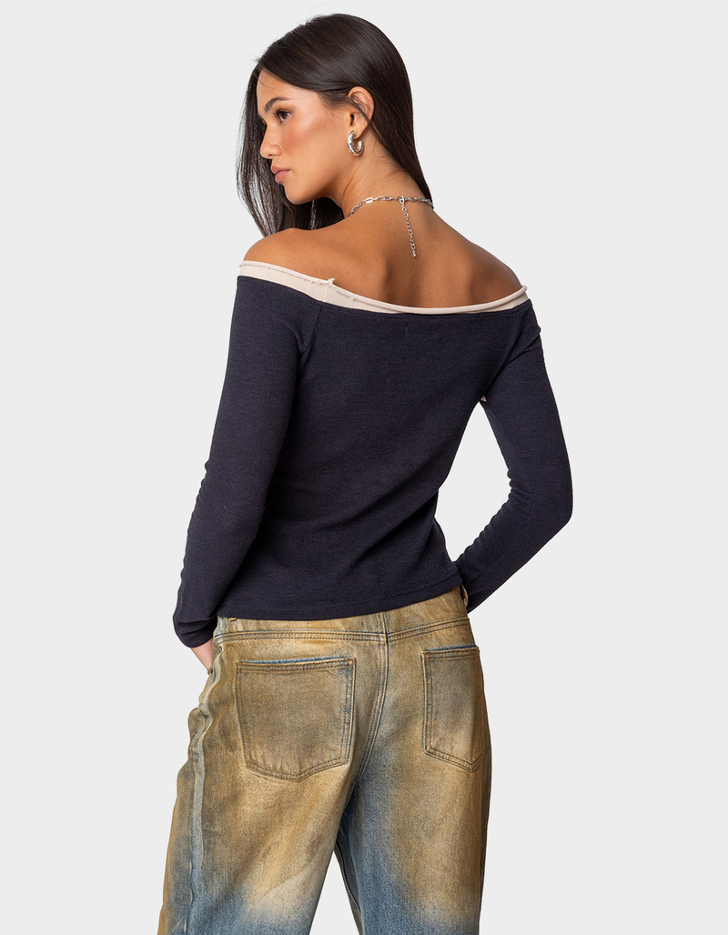 EDIKTED Off Shoulder Thermal Top image number 4