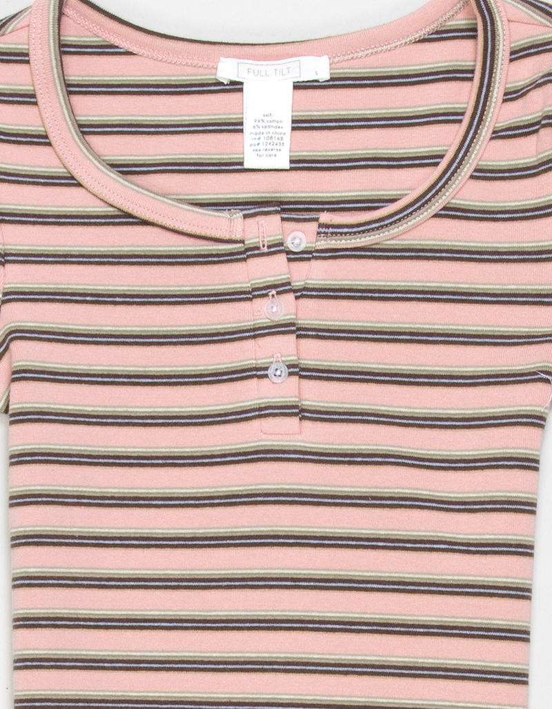 FULL TILT Stripe Girls Henley Top image number 1