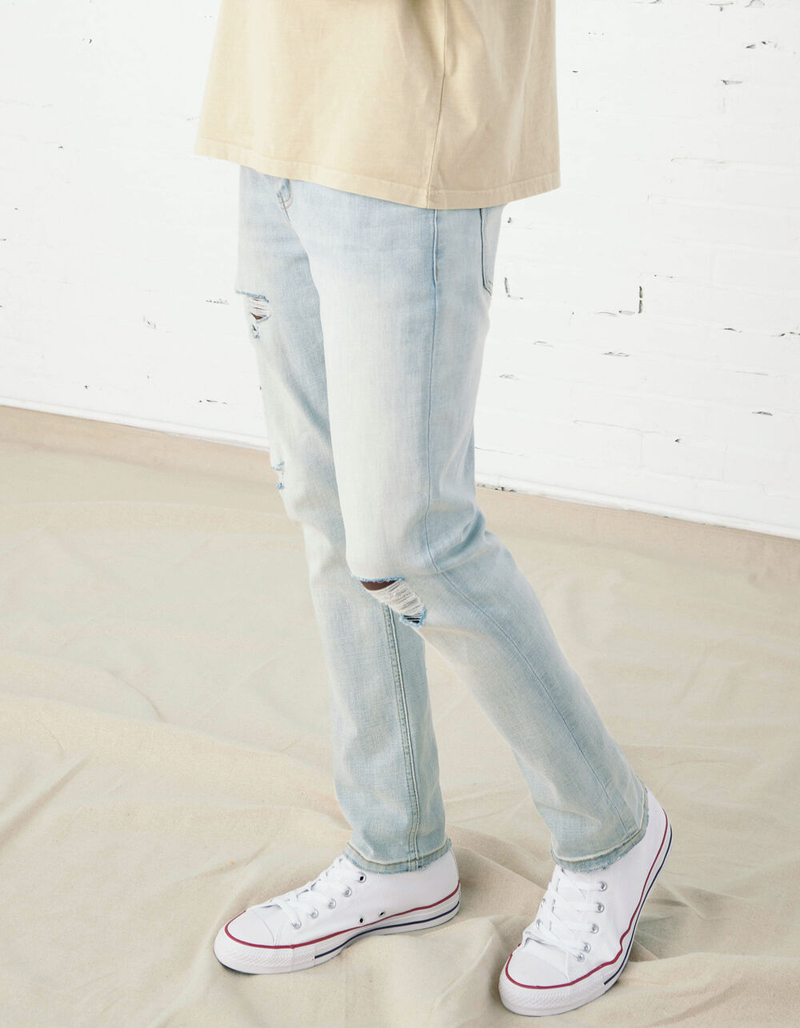 RSQ Mens Slim Taper Destroyed Light Vintage Jeans image number 2