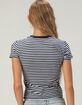 DISNEY Minnie And Mickey Womens Embroidered Stripe Baby Tee image number 4