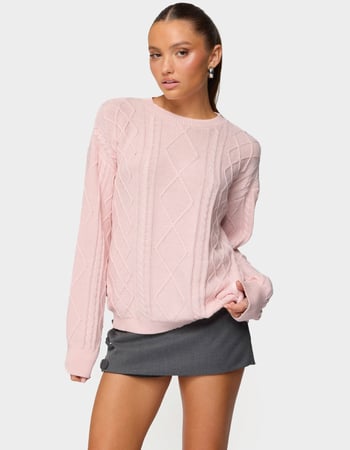 EDIKTED Jessy Cable Knit Oversized Sweater Primary Image