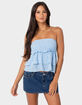EDIKTED Linen Look Strapless Peplum Top image number 1