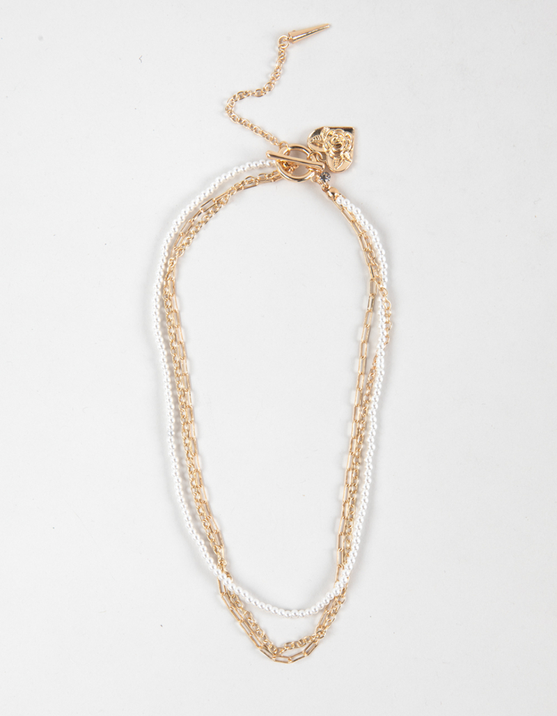 FULL TILT Lariat Faux Pearl/Heart Necklace image number 0