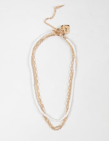 FULL TILT Lariat Faux Pearl/Heart Necklace Primary Image