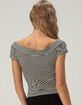 FULL TILT Off The Shoulder Stripe Womens Tee image number 4