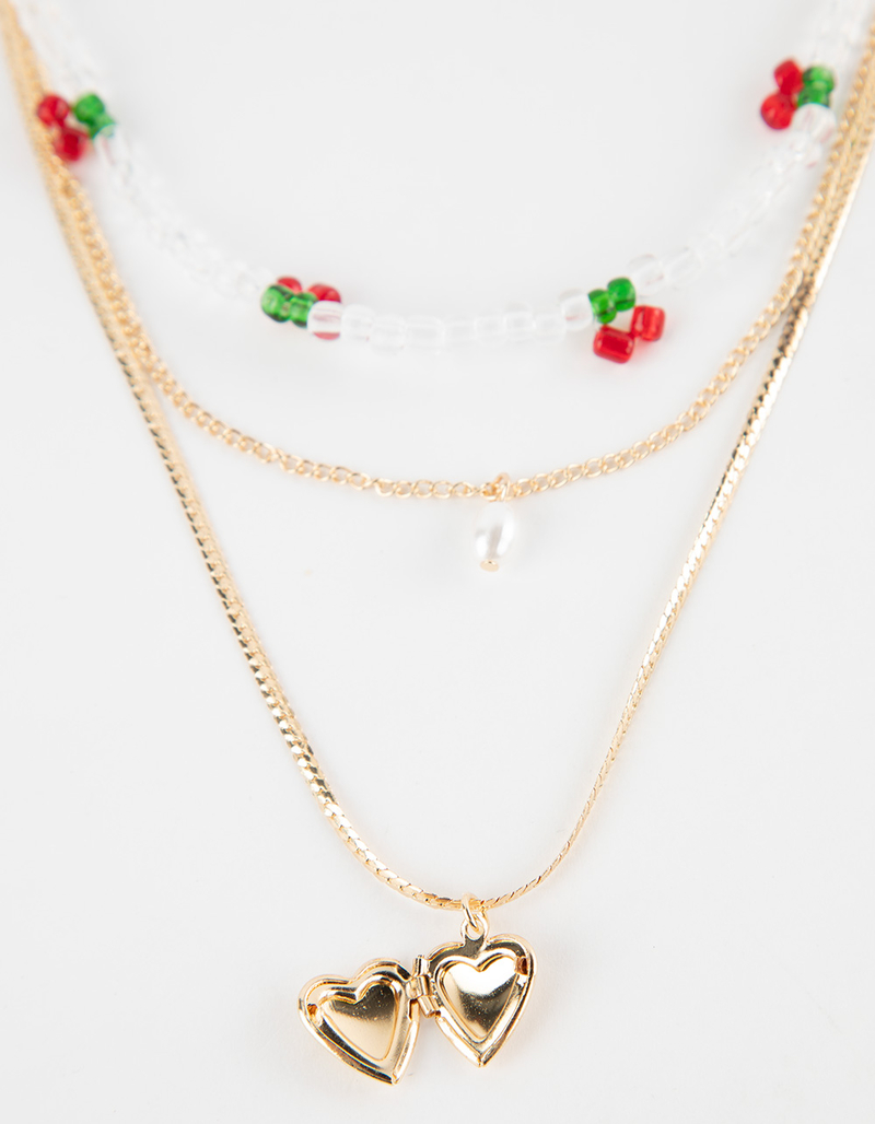 FULL TILT Layered Beaded Cherry Necklace image number 2