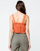 SKY AND SPARROW Eyelet Button Front Rust Womens Crop Cami image number 3