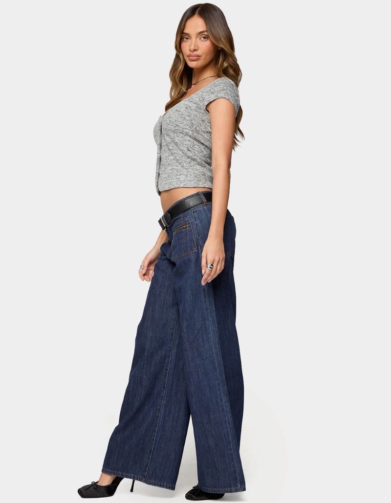 EDIKTED Jimena Low Rise Wide Leg Jeans image number 3