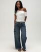 FULL TILT Womens Lace Trim Banded Bottom Off The Shoulder Top image number 5