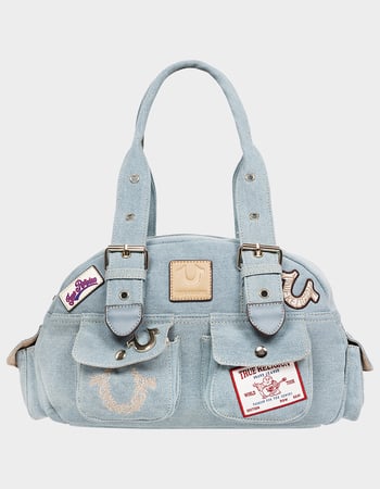 TRUE RELIGION Multi-Patch Denim Satchel Bag Primary Image