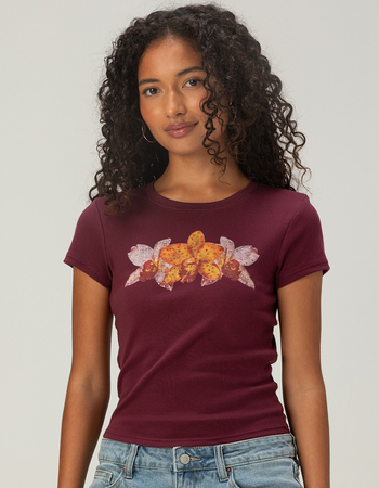 FULL TILT Rhinestone Lily Womens Baby Tee Primary Image