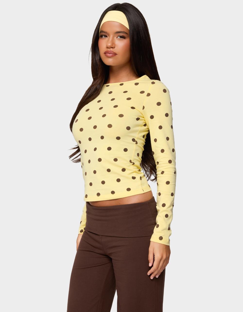 EDIKTED Maricelle Polka Dot Long Sleeve Tee image number 1