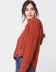 RSQ Chenille Hooded Split Back Rust Womens Sweater image number 2