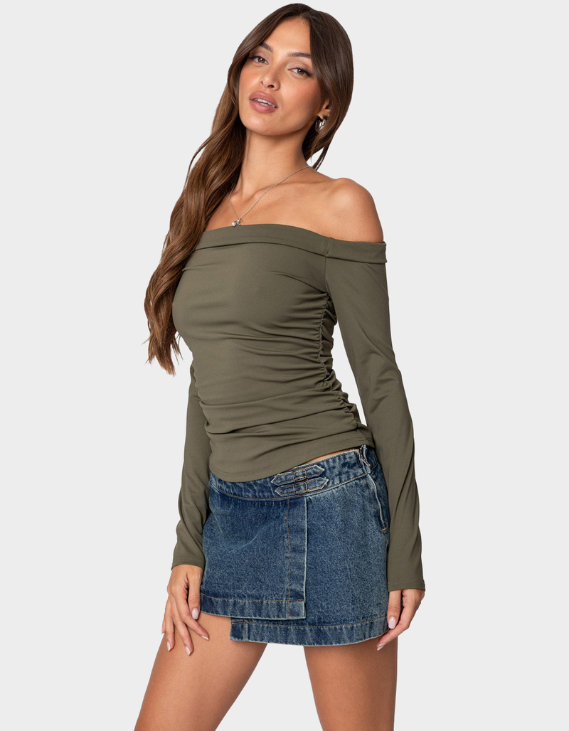 EDIKTED Celly Rolled Off Shoulder Top image number 2