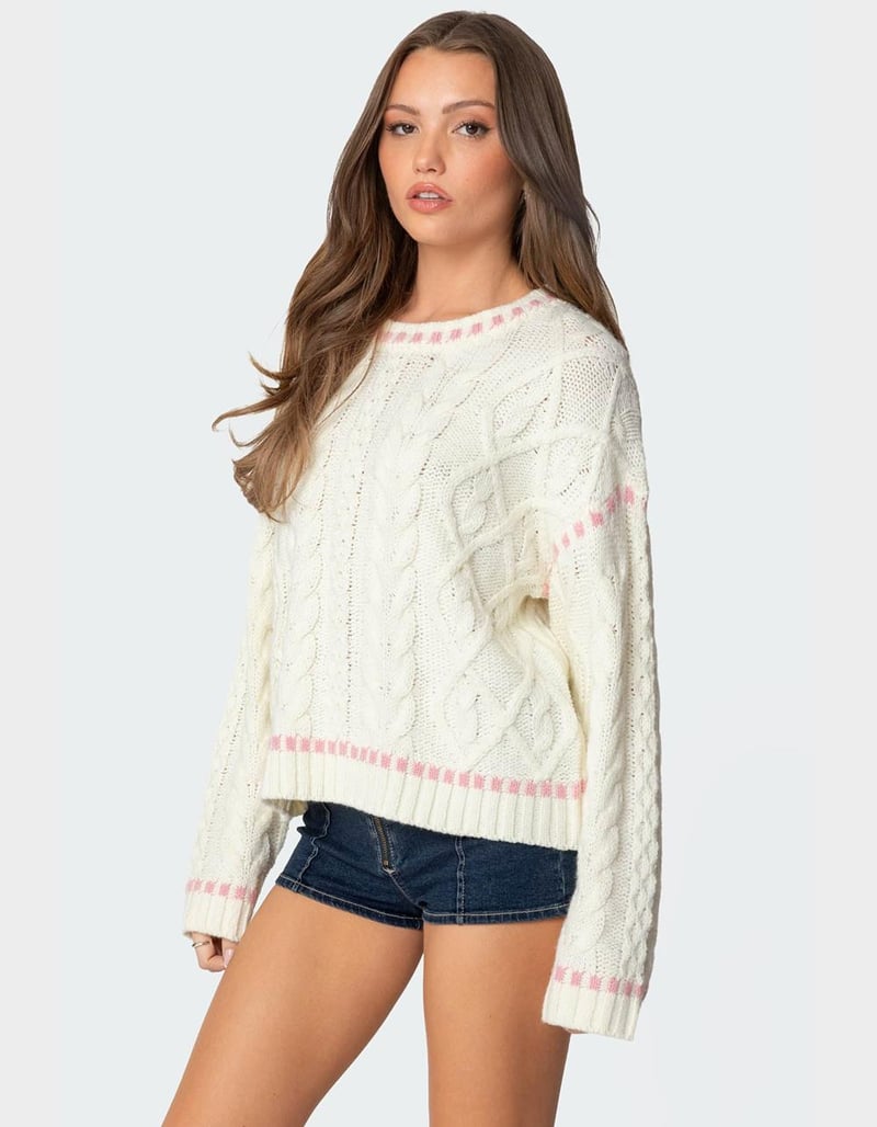 EDIKTED Eleni Cable Knit Sweater image number 3