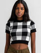 FULL TILT Womens Buffalo Plaid Crop Sweater image number 1