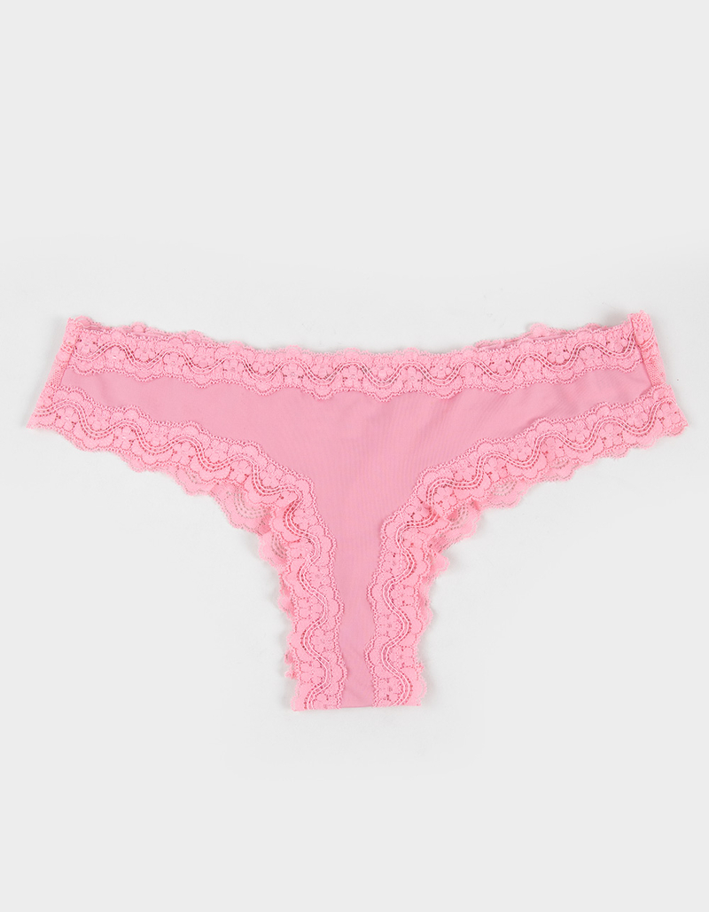FULL TILT Polka Dot Mesh Back Lace Trim Thong image number 0
