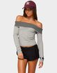 EDIKTED Leetal Stripey Foldover Knit Top image number 1