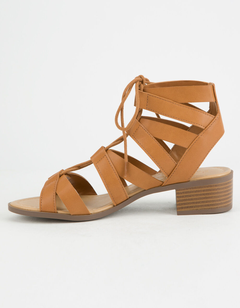 CITY CLASSIFIED Strappy Lace Up Cognac Womens Sandals image number 2
