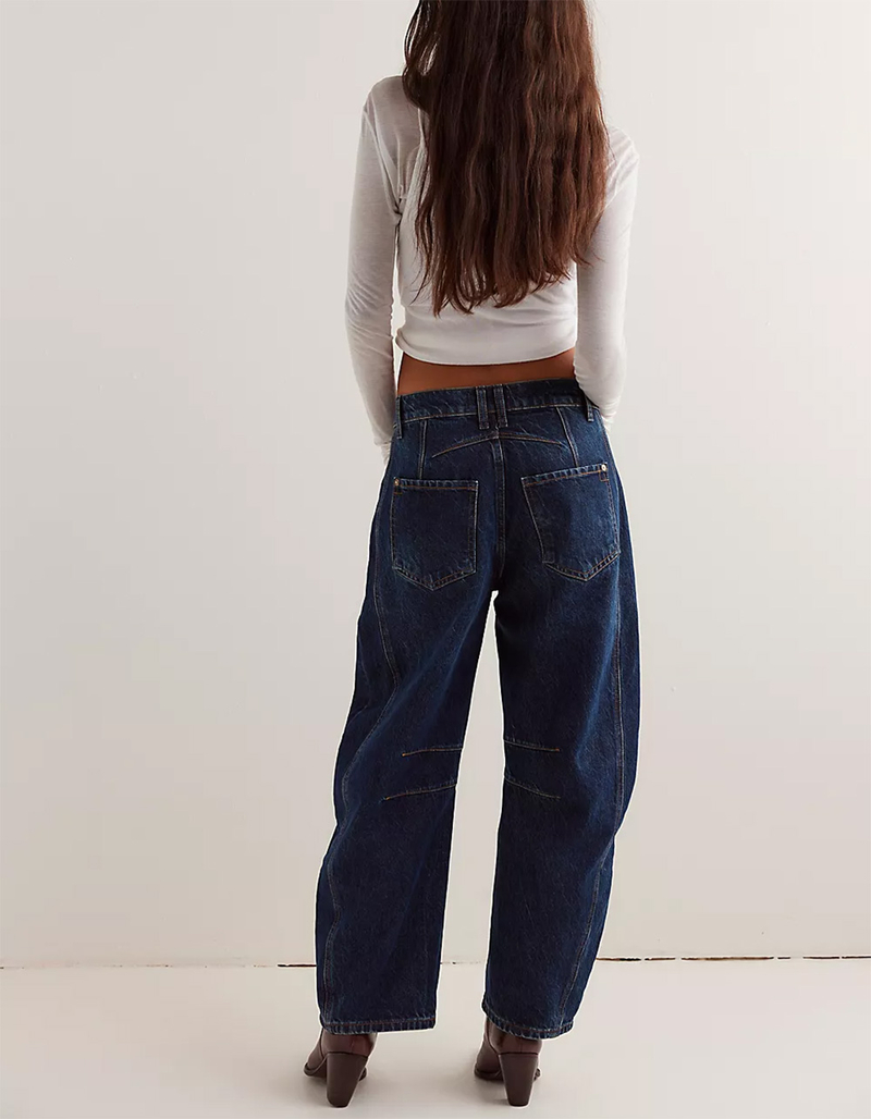 FREE PEOPLE Good Luck Womens Mid Rise Barrel Jeans image number 1
