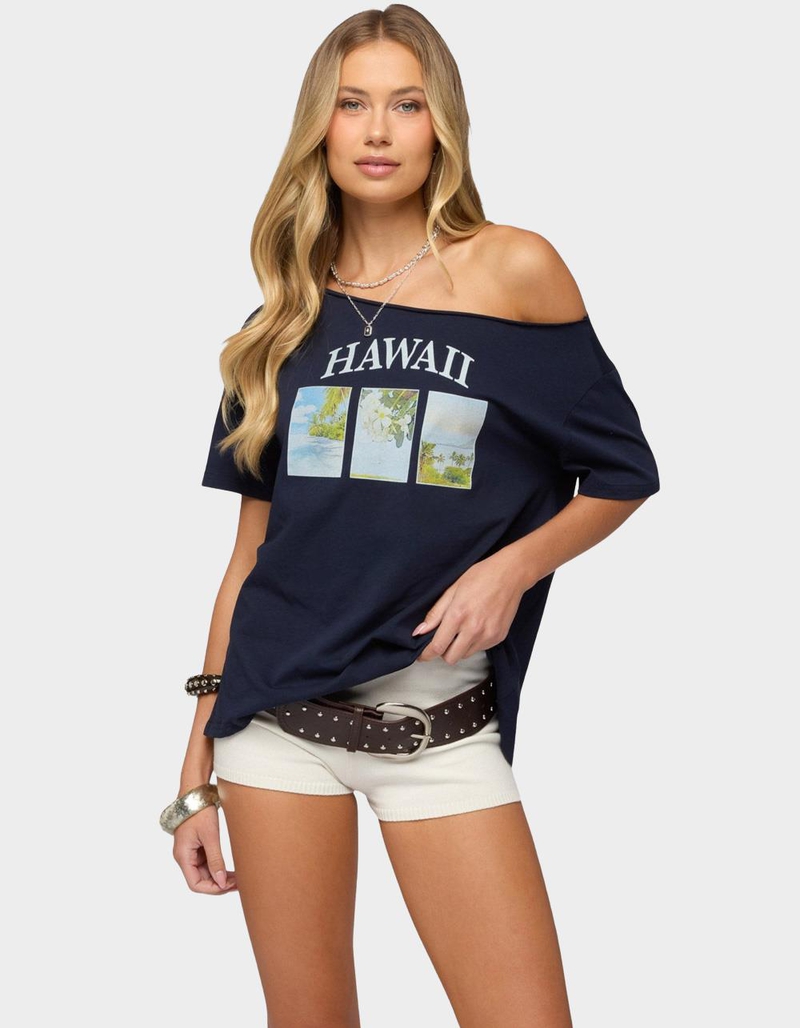 EDIKTED Hawaiian Babe Off Shoulder Tee image number 0