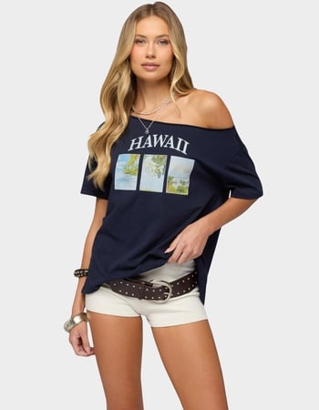EDIKTED Hawaiian Babe Off Shoulder Tee Primary Image