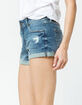RSQ Malibu Cuff Medium Wash Womens Ripped Denim Shorts image number 2