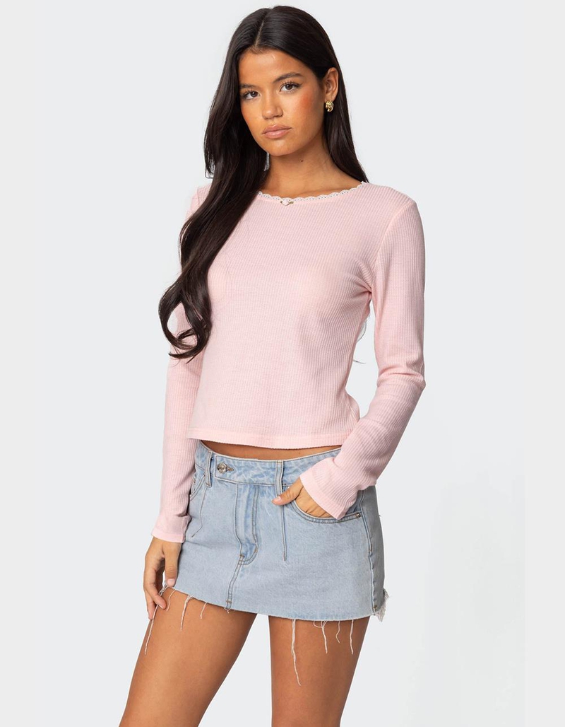 EDIKTED Rosemarie Lacey Waffle Top image number 2