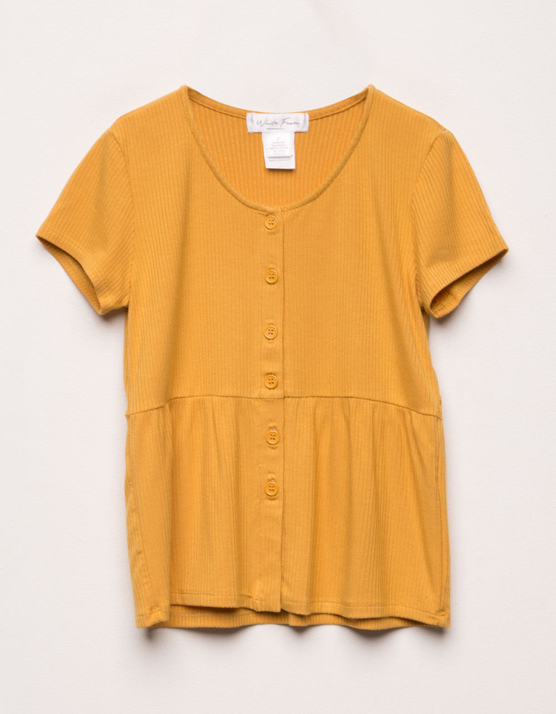WHITE FAWN Ribbed Babydoll Mustard Girls T-Shirt image number 0