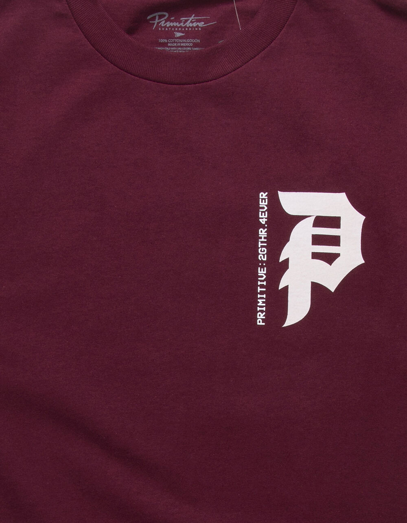 PRIMITIVE Long Play Mens Burgundy T-Shirt image number 2