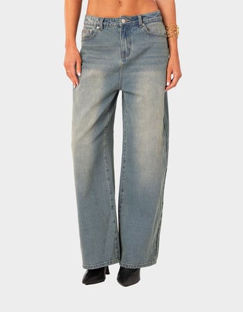 EDIKTED Braya Washed Low Rise Baggy Jeans Primary Image