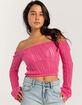 RSQ Womens Linear Stitch Off The Shoulder Sweater image number 2