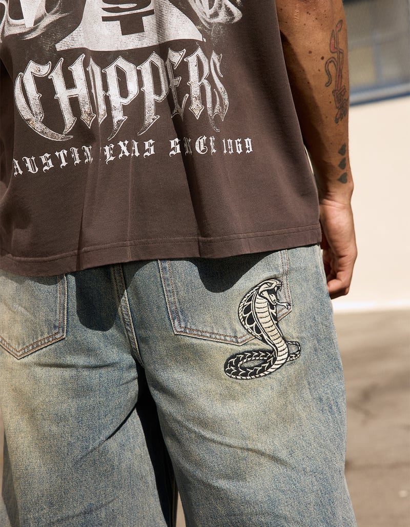 RSQ Mens Embroidered Extra Baggy Jeans image number 8