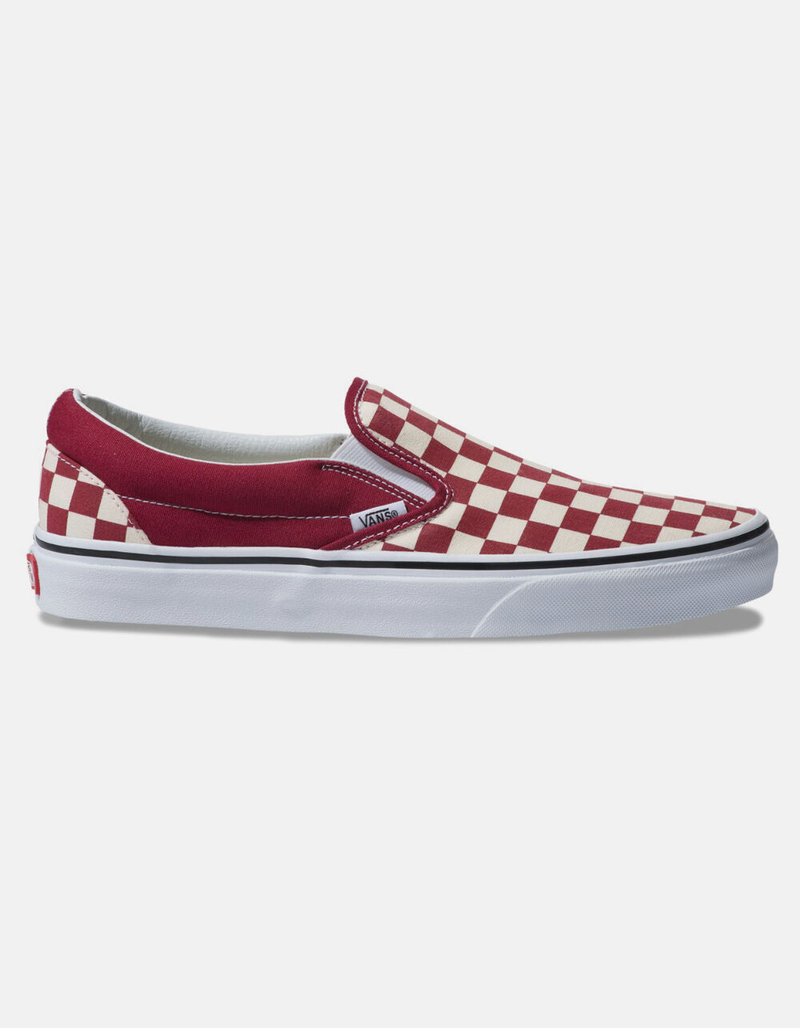 VANS Checkerboard Classic Slip-On Rumba Red & True White Shoes image number 0