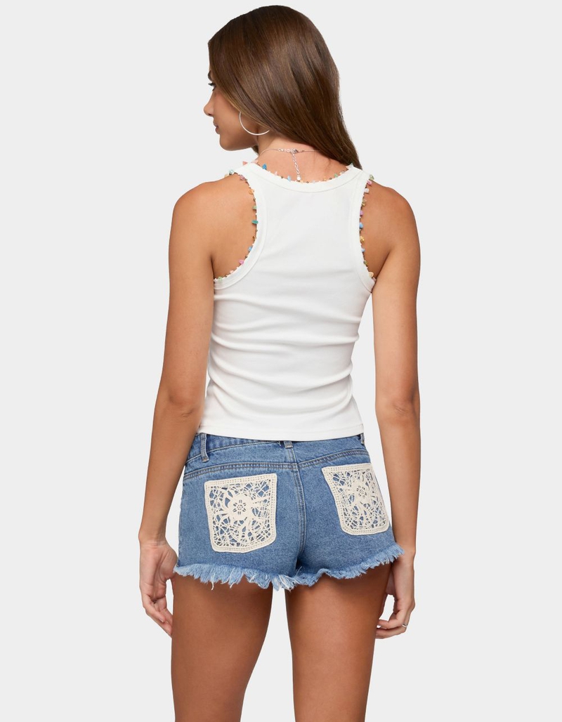 EDIKTED Gemstone & Bead Ribbed Tank Top image number 2