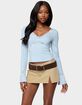 EDIKTED Mathilda Lacey Bell Sleeve Top image number 1