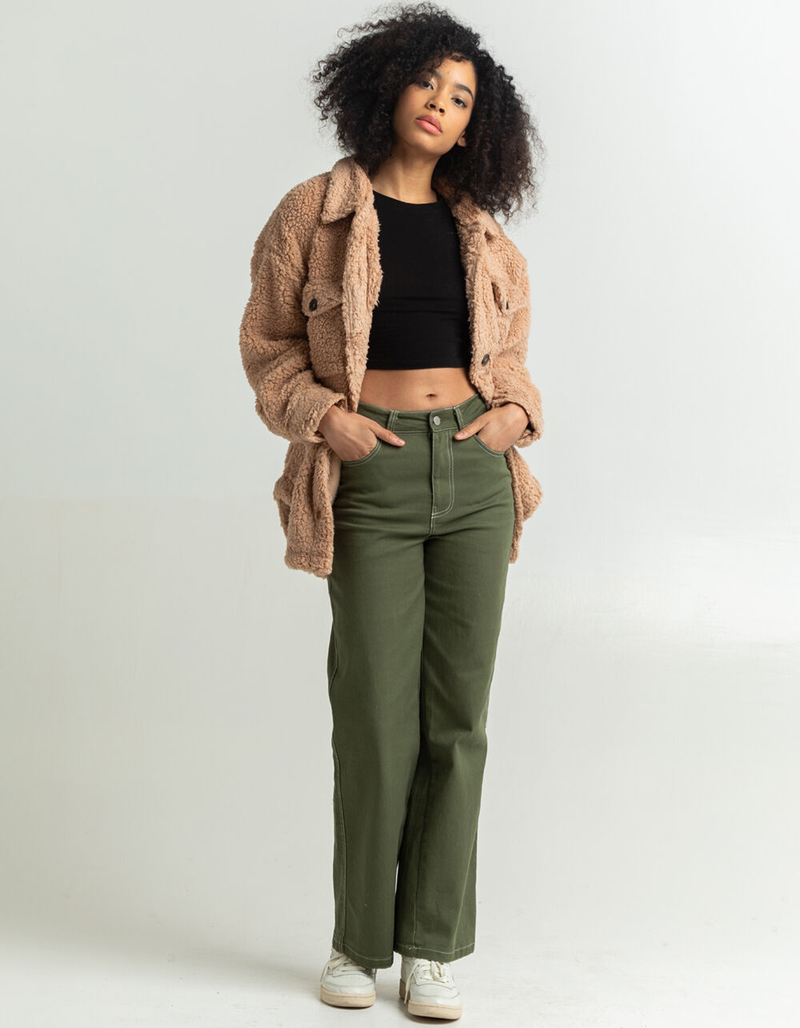 LOVE TREE Sherpa Womens Shacket image number 3