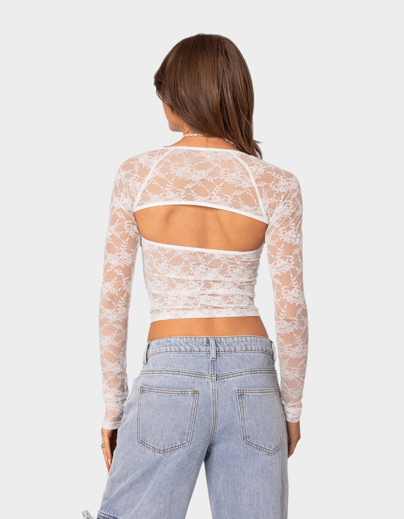 EDIKTED Addison Sheer Lace Two Piece Top image number 3